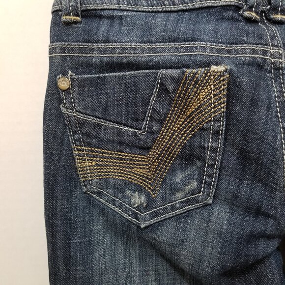 Almost Famous jeans 0 distressed whiskered stretch low rise waist denim grunge - Picture 10 of 15